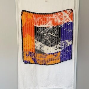 Lanvin Orange, Purple & Black Abstract Silk Scarf
